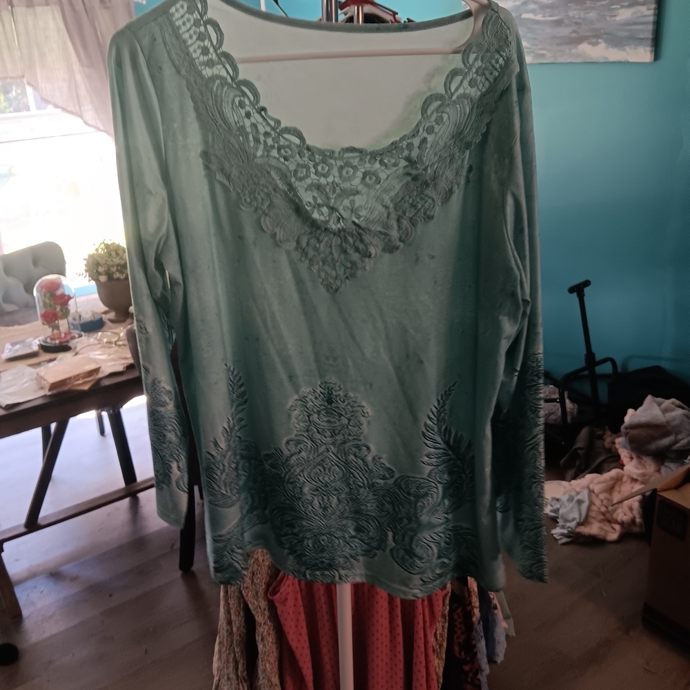 Elegant Teal Lace Blouse